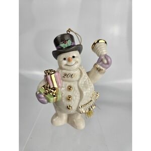 LENOX Porcelain 2000 Snowman Christmas Ornament Bell Gifts